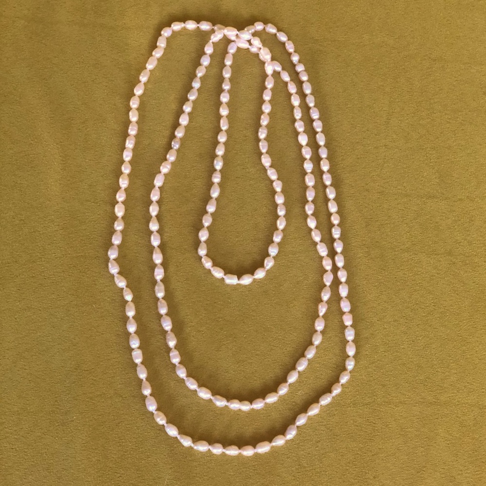 Freshwater Cultured Pink Pearl 64” Necklace for Sale
